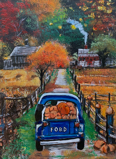Fall Pumpkins Ford Truck - Print